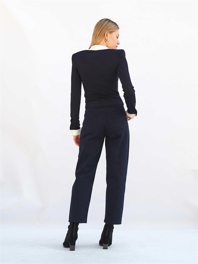 Düz Paça Gabardin Pantolon 031723 Lacivert