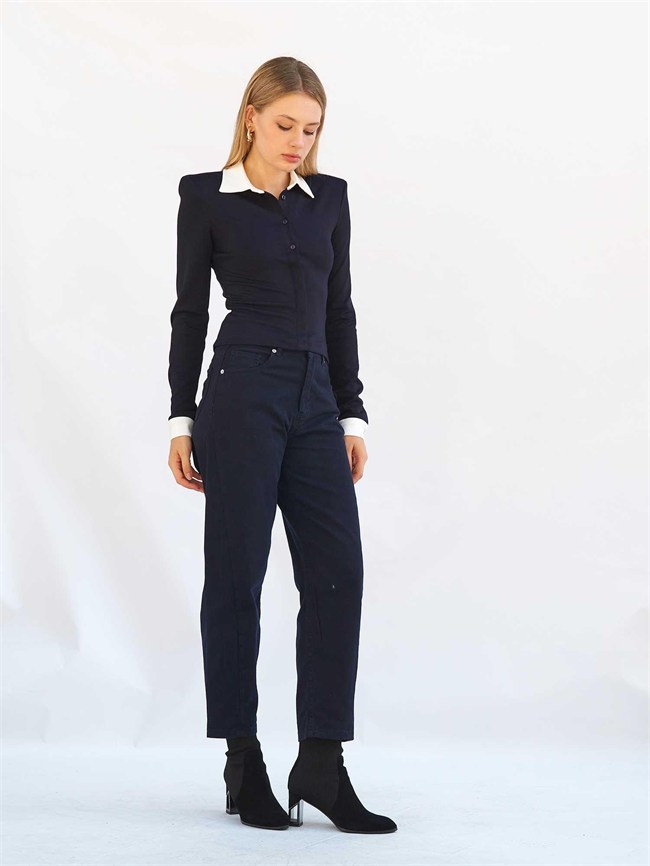 Düz Paça Gabardin Pantolon 031723 Lacivert