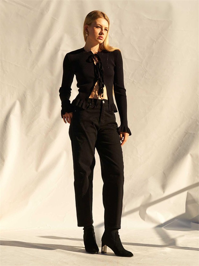 Düz Paça Gabardin Pantolon 031723 Siyah