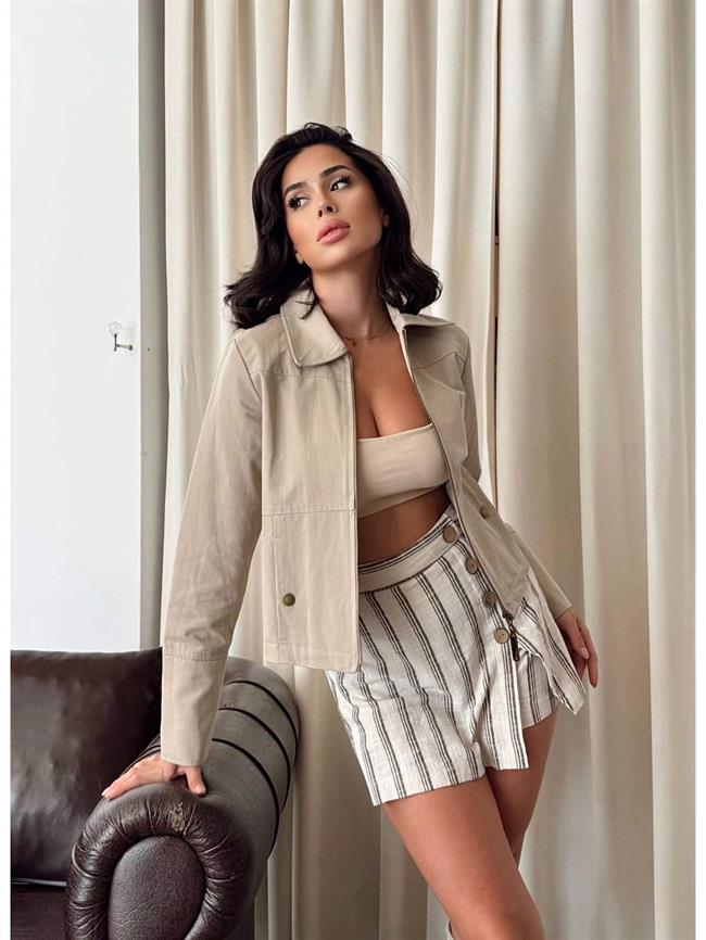 Fermuarlı Gömlek Yaka Ceket 2005 Bej