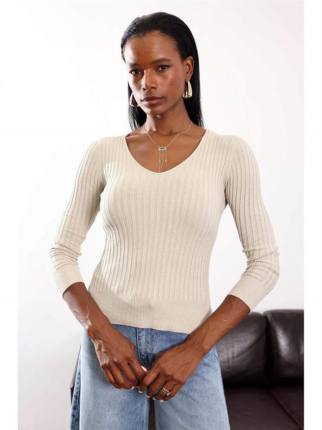 Fitilli V Yaka Kazak 185 Taş