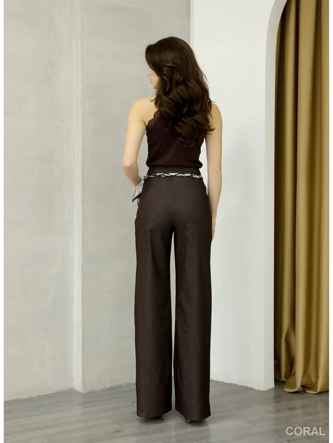 Fular Kemerli Bol Pantolon 11770 Kahve