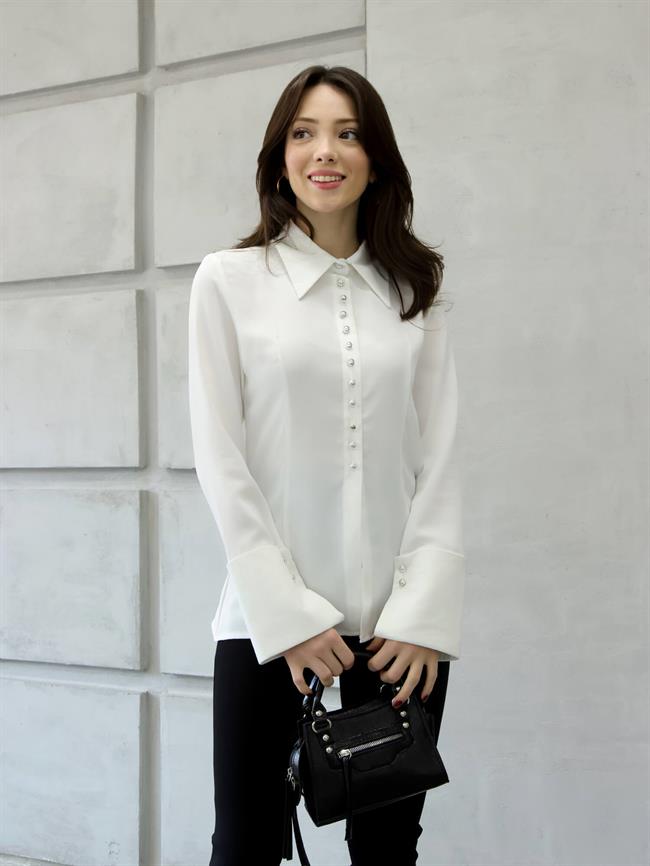 Geniş Manşetli Gömlek 34516 Ekru