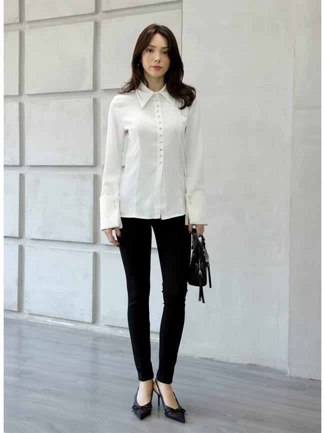 Geniş Manşetli Gömlek 34516 Ekru