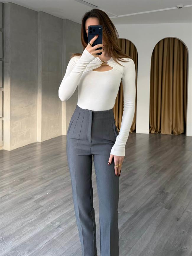 Gizli Cepli Pantolon 5926 Gri