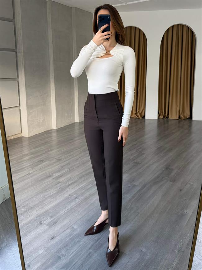 Gizli Cepli Pantolon 5926 Kahve