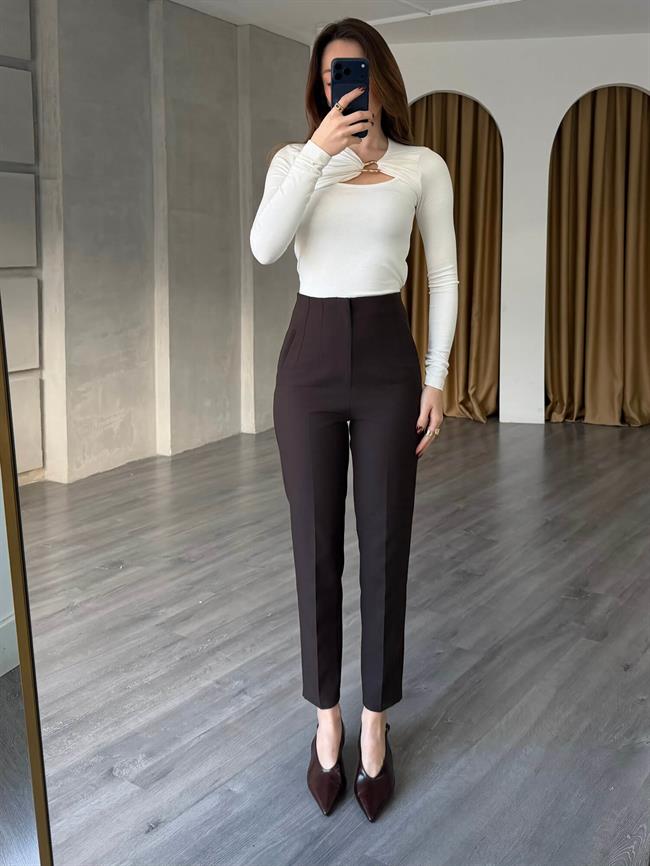 Gizli Cepli Pantolon 5926 Kahve