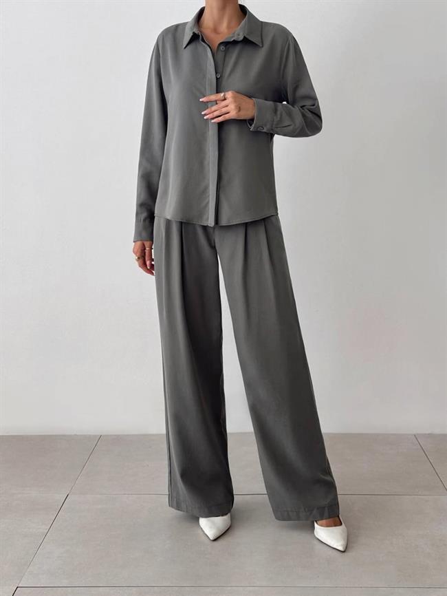 Gizli Patlı Gömlek Pantolon Takım 9004 Gri