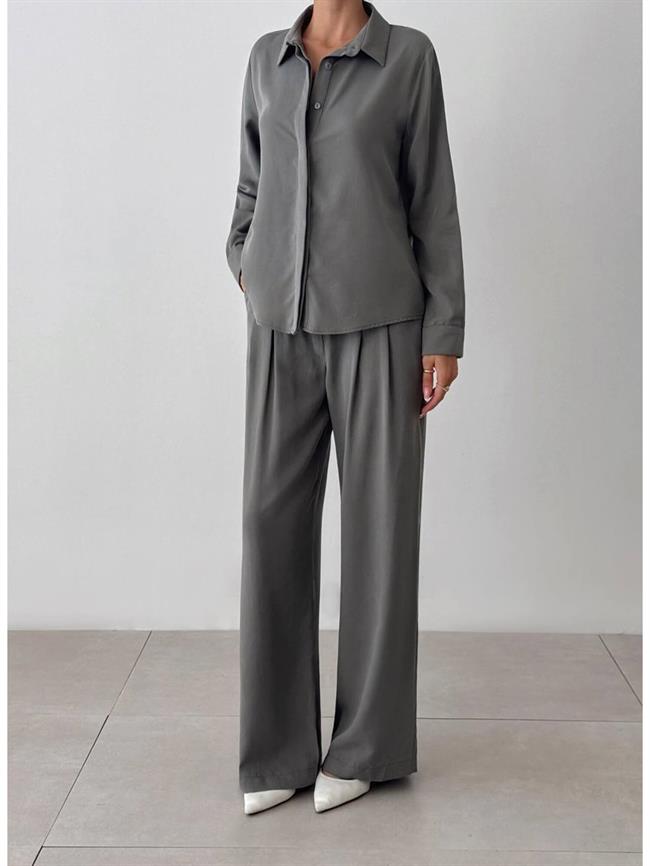Gizli Patlı Gömlek Pantolon Takım 9004 Gri