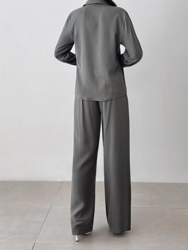 Gizli Patlı Gömlek Pantolon Takım 9004 Gri