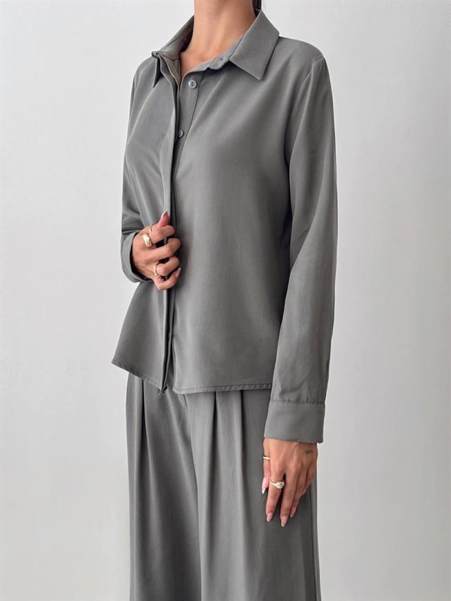 Gizli Patlı Gömlek Pantolon Takım 9004 Gri