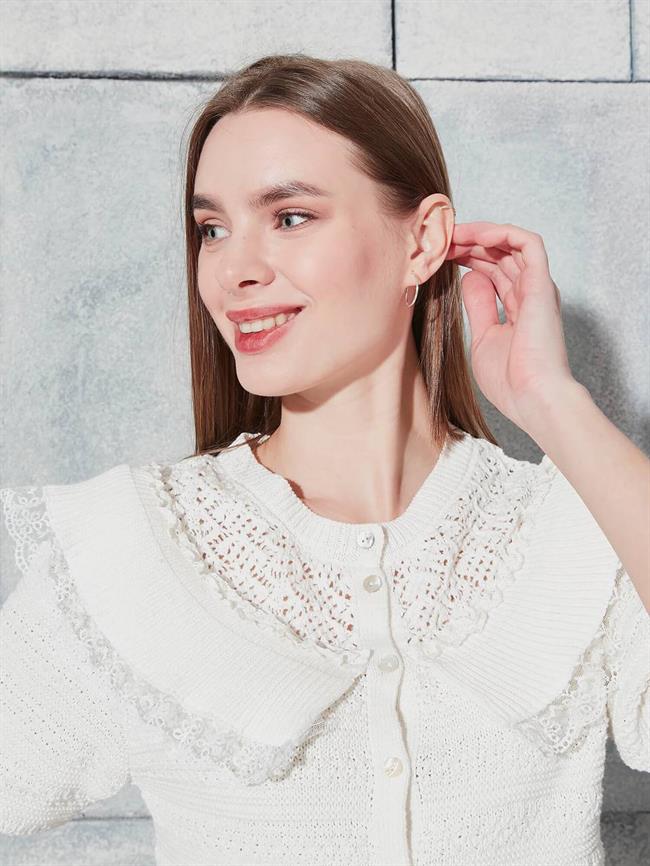 Göğsü Volanlı Hırka Kemik