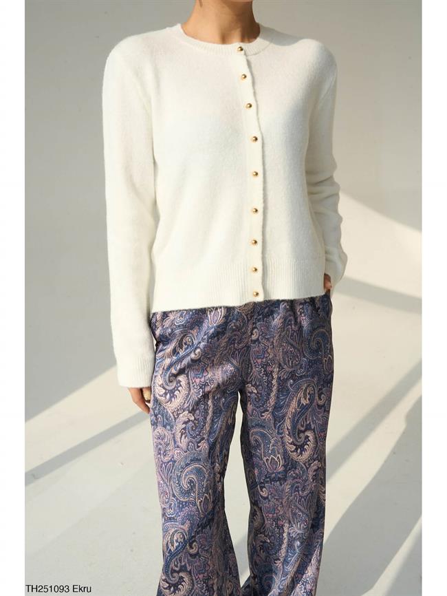 Gold Top Düğmeli Hırka Th251093 Ekru