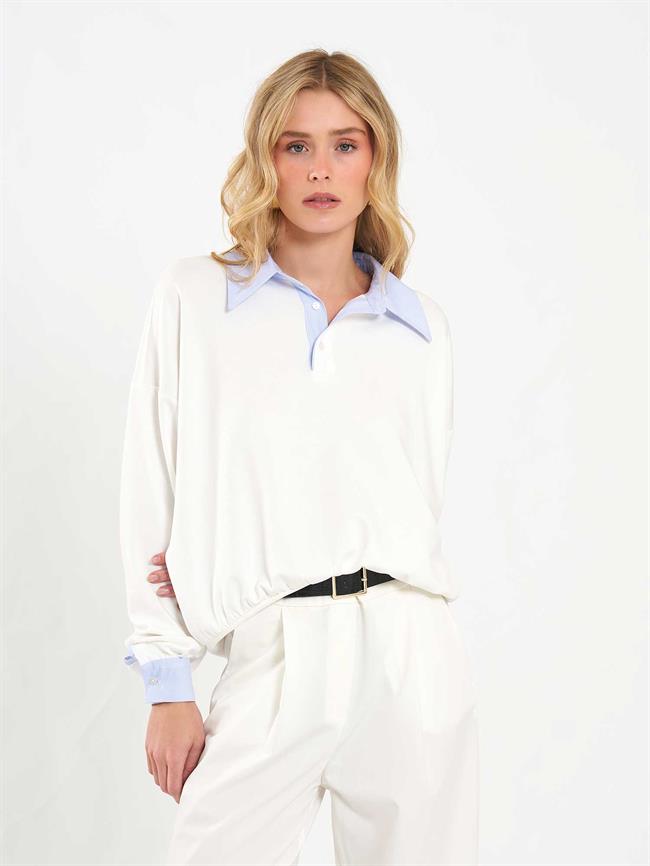 Gömlek Yaka Sweatshirt 071870 Ekru