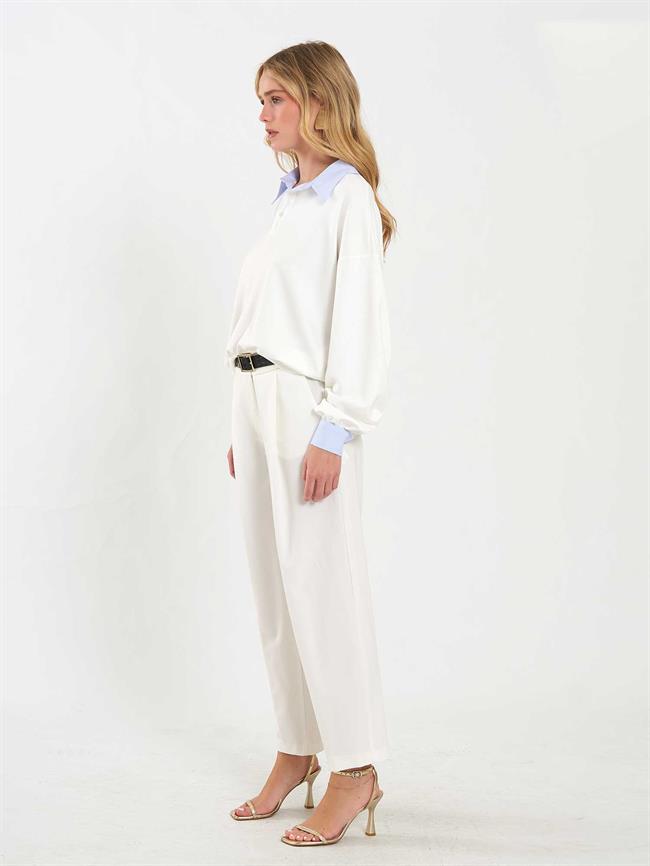 Gömlek Yaka Sweatshirt 071870 Ekru