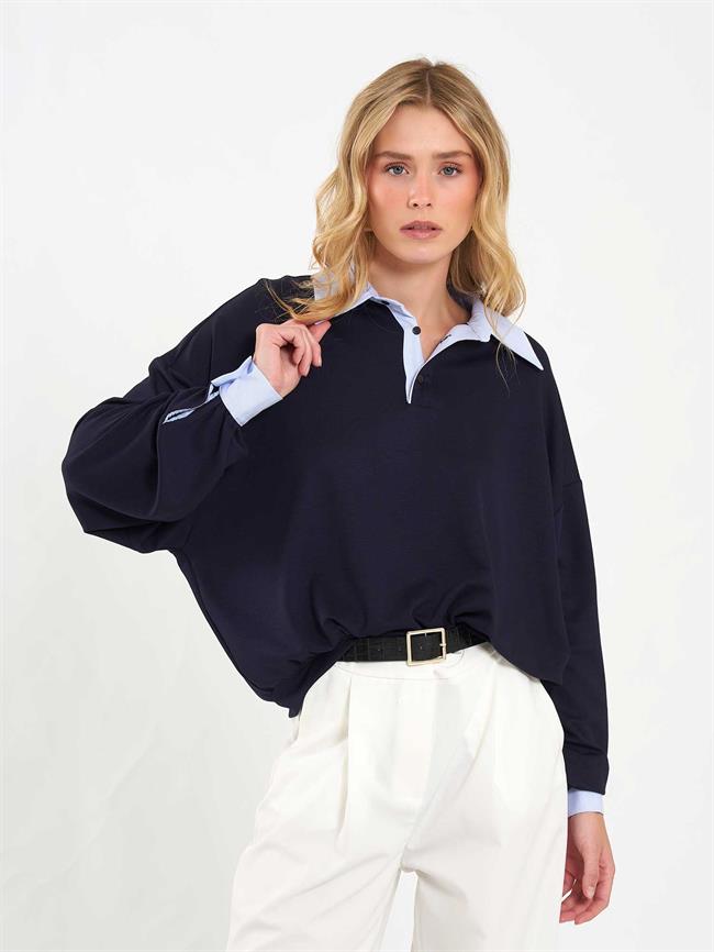 Gömlek Yaka Sweatshirt 071870 Lacivert
