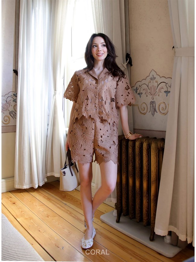 Güpürlü Şort Gömlek Takım 39421 Kahve