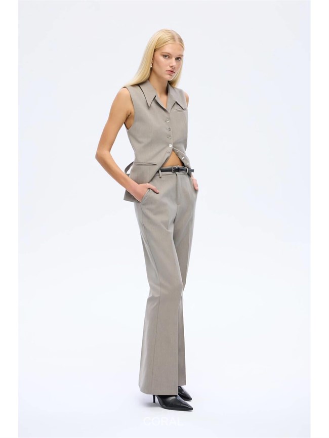 İnce Kemerli İspanyol Pantolon PNT01061 Gri