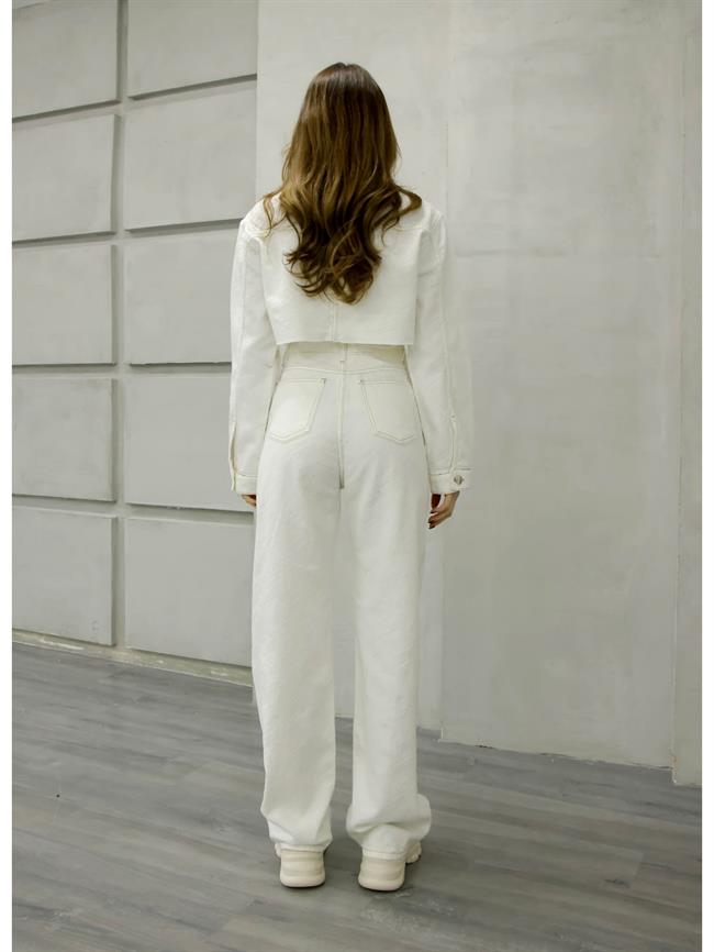 Kabartmalı Bol Pantolon Pnt01723 Ekru