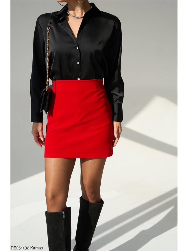 Kadife Mini Çan Etek De251132 Siyah