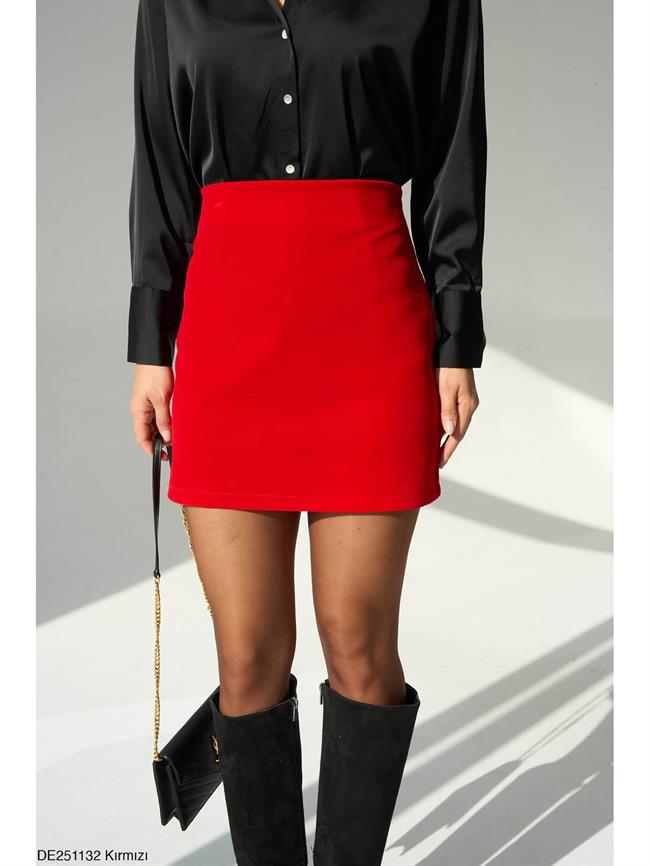 Kadife Mini Çan Etek De251132 Siyah