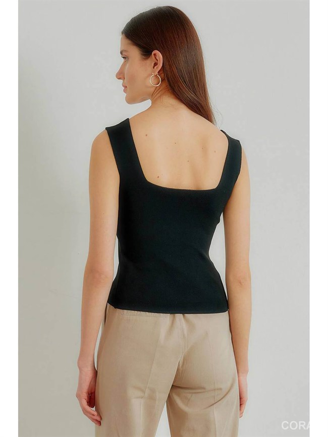 Kare Yaka Triko Atlet 3585 Siyah