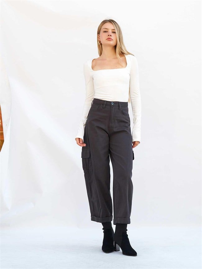 Kargo Cepli Gabardin Pantolon 031724 Antrasit