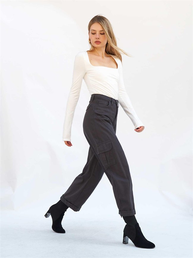 Kargo Cepli Gabardin Pantolon 031724 Antrasit