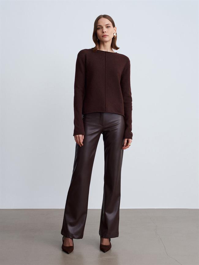 Kayık Yaka Kazak 10855 Kahve