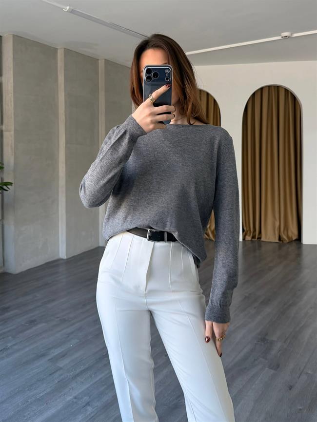 Kayık Yaka Triko 140303 Antrasit