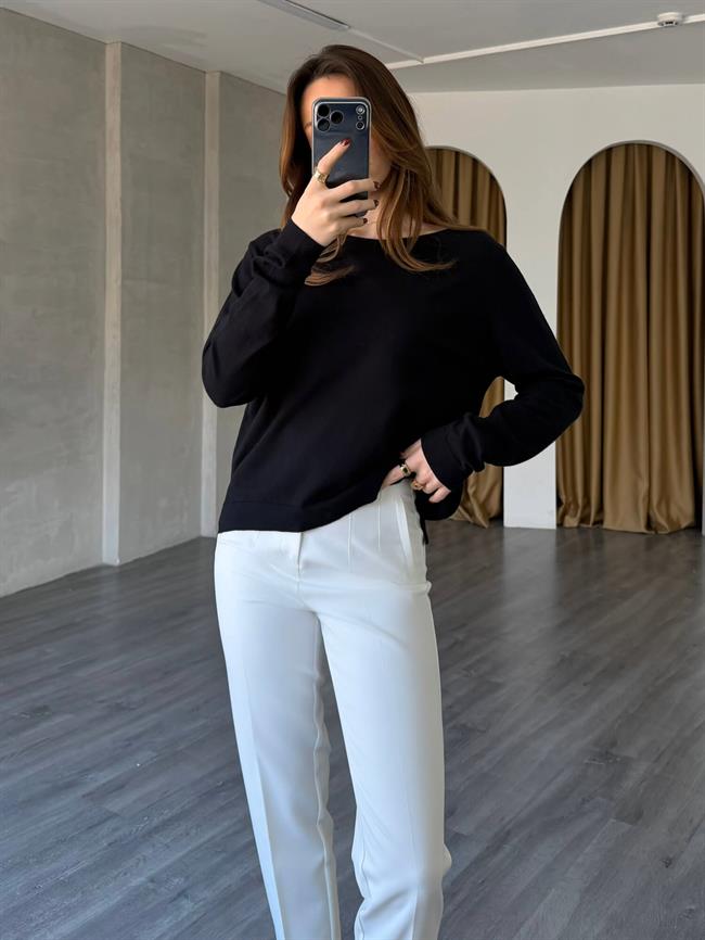 Kayık Yaka Triko 140303 Siyah