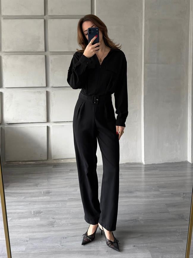 Kemer Detaylı Tulum 24082 Siyah