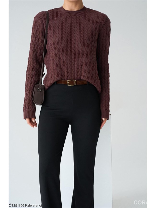 Kemerli İspanyol Paça Pantolon ÖT251166 Siyah