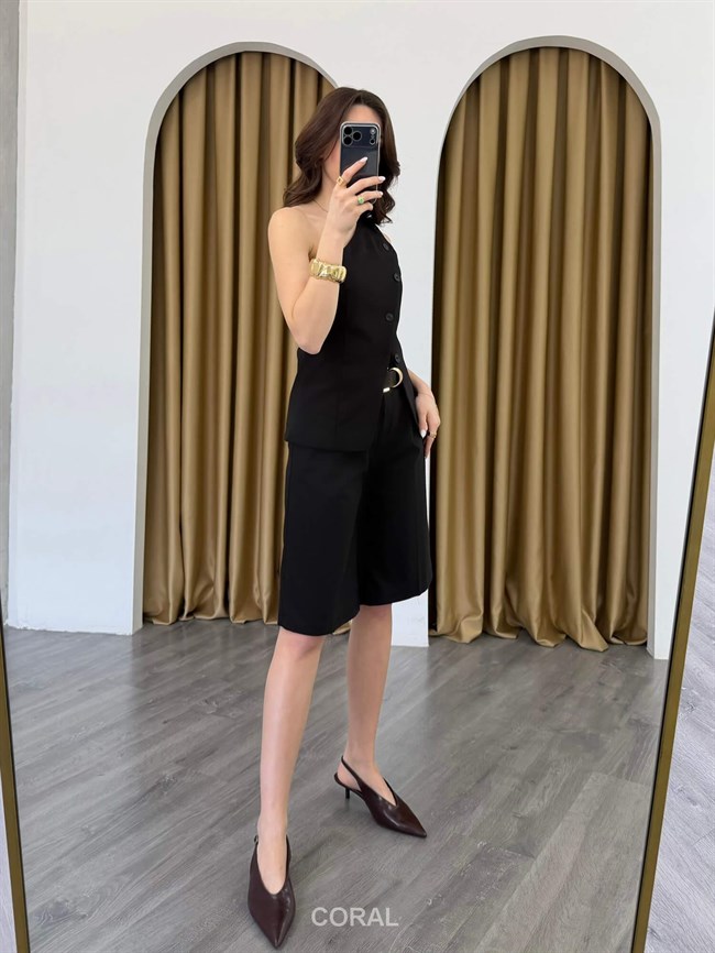 Kemerli Şort 18293 Siyah