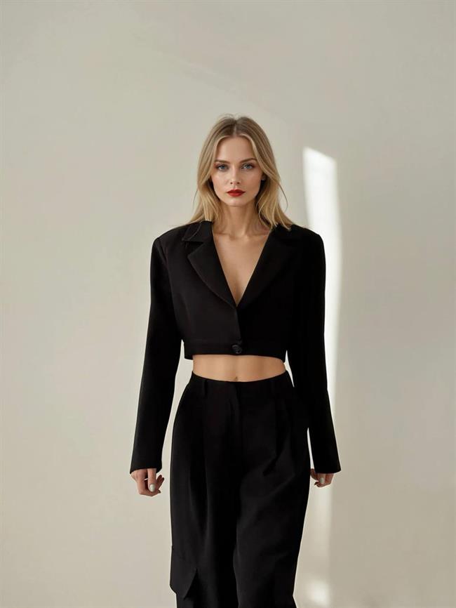 Kısa Ceket Kargo Pantolon Takım 11860 Siyah