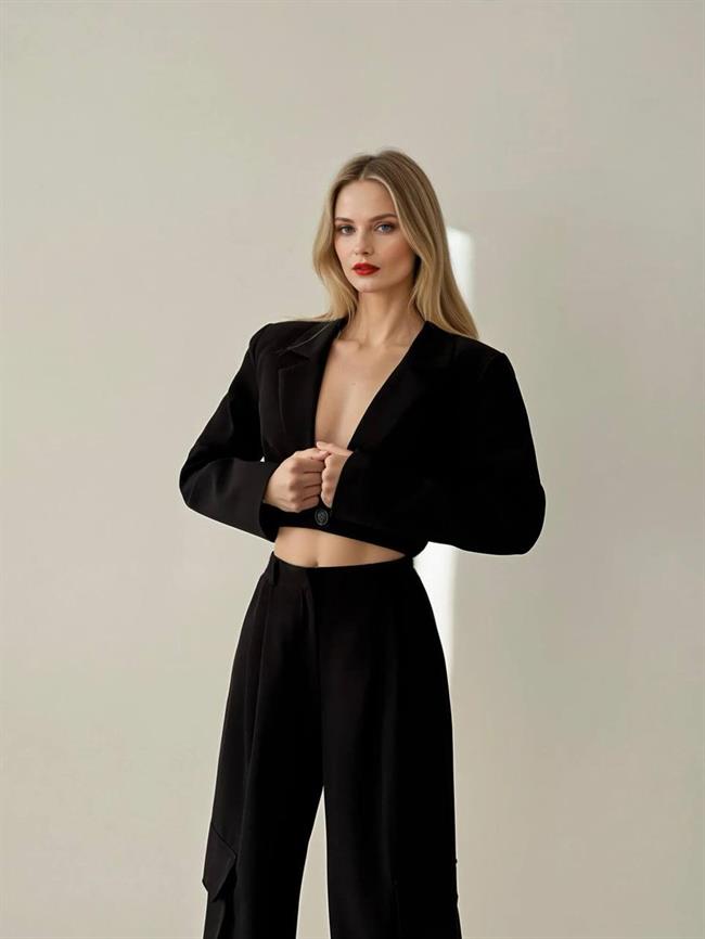 Kısa Ceket Kargo Pantolon Takım 11860 Siyah