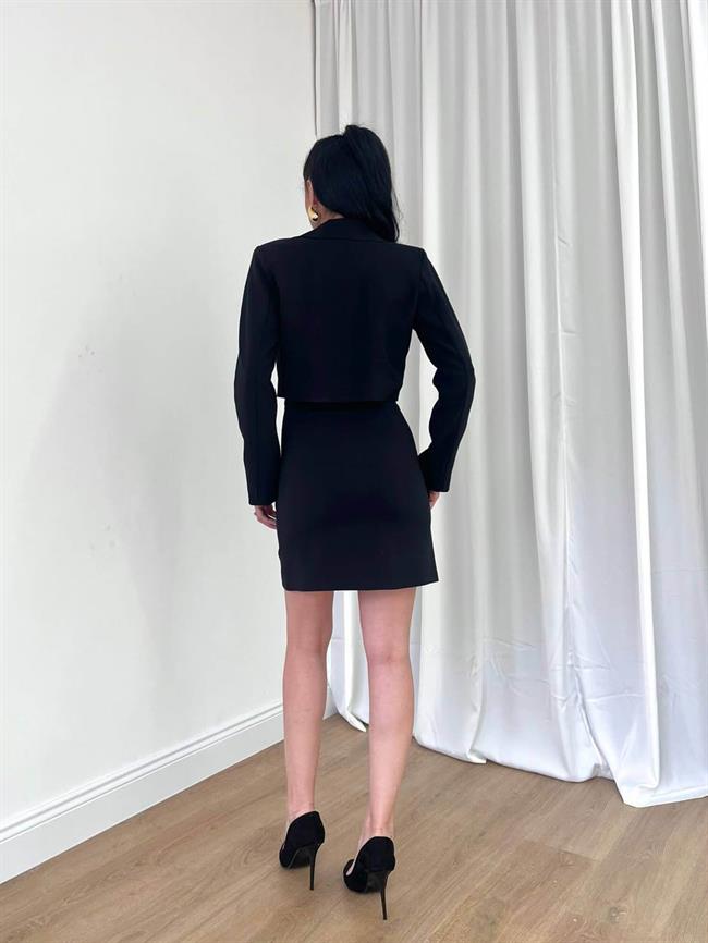 Kısa Ceketli Etekli Takım 11653 Siyah