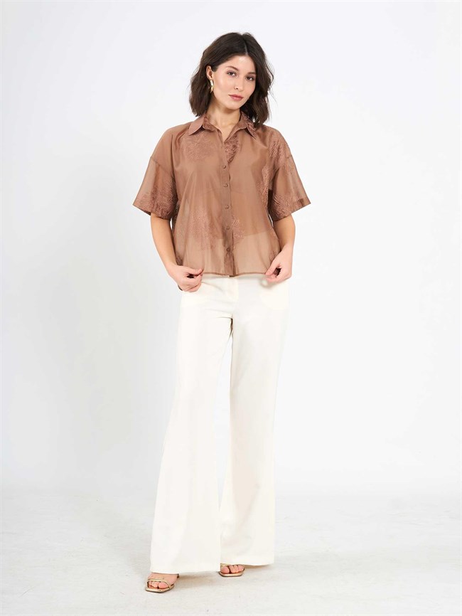 Kısa Kollu Gömlek 080815 Kahve