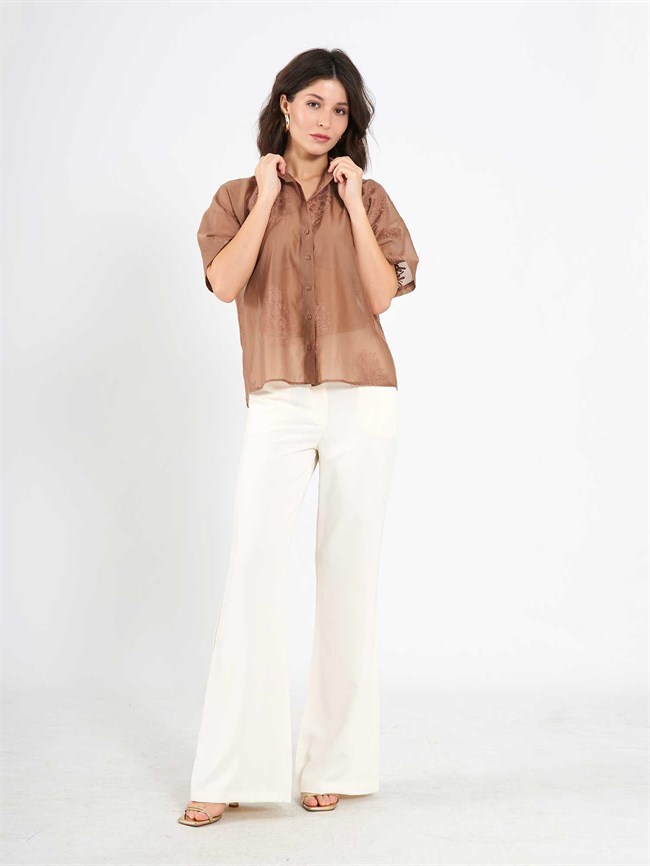 Kısa Kollu Gömlek 080815 Kahve