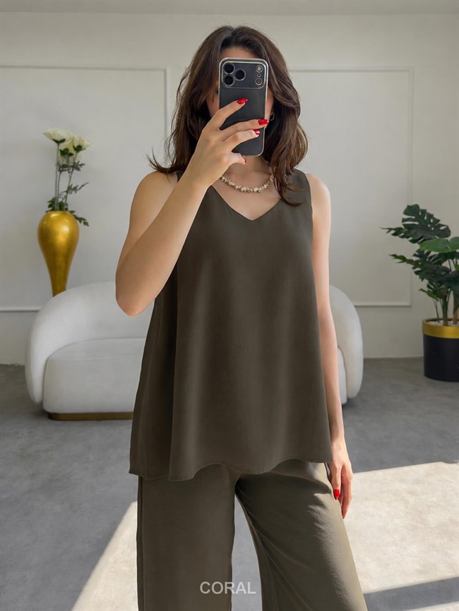 Kolsuz Bluzlu Pantolon Takım 3142 Haki