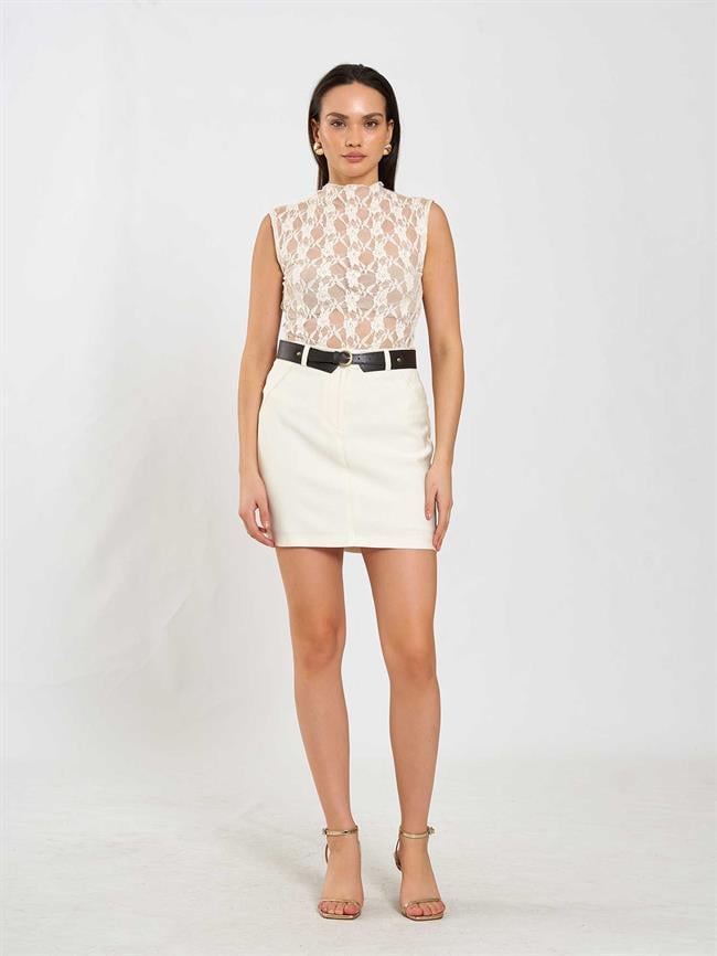 Kolsuz Dantel Bluz 071859 Bej