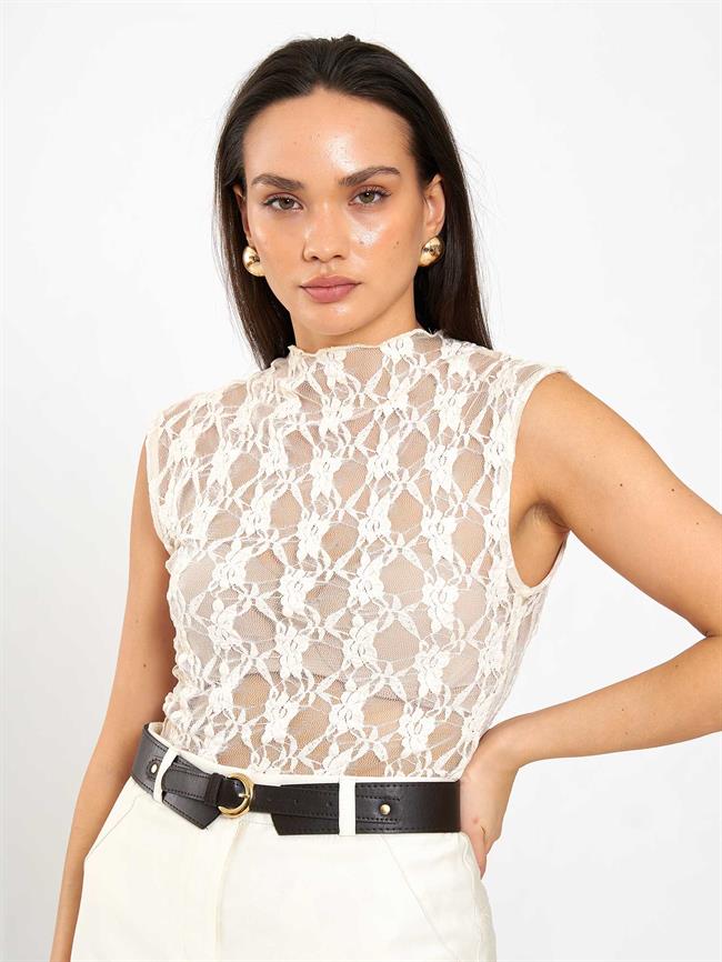 Kolsuz Dantel Bluz 071859 Bej