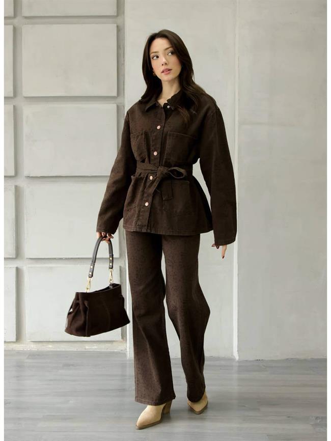 Leopar Desenli Gabarin Pantolon 0248-3 Kahve