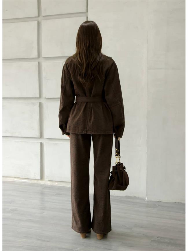 Leopar Desenli Gabarin Pantolon 0248-3 Kahve