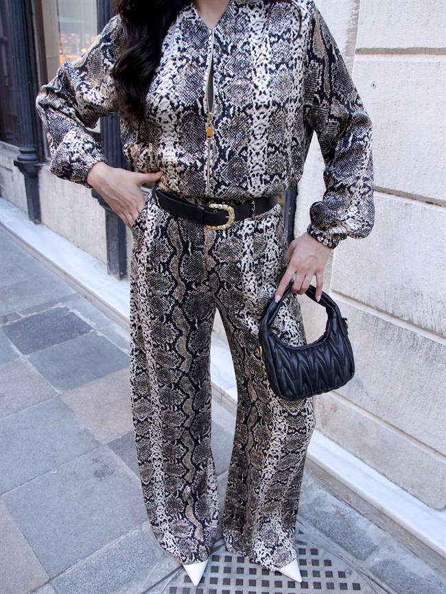 Leopar Desenli Pantolon Pnt01138 Kahve