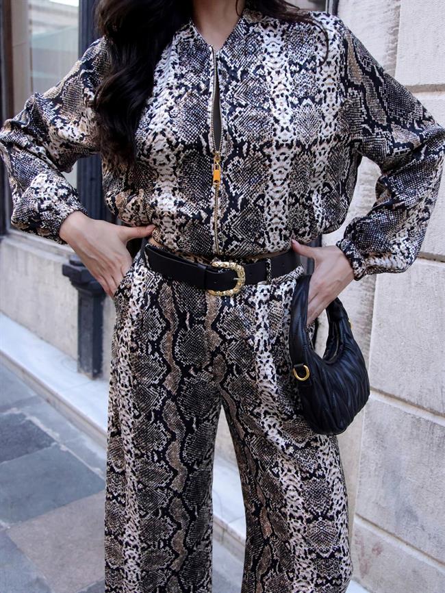 Leopar Desenli Pantolon Pnt01138 Kahve