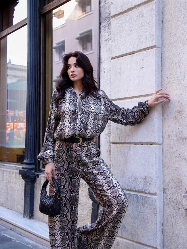 Leopar Desenli Pantolon Pnt01138 Kahve