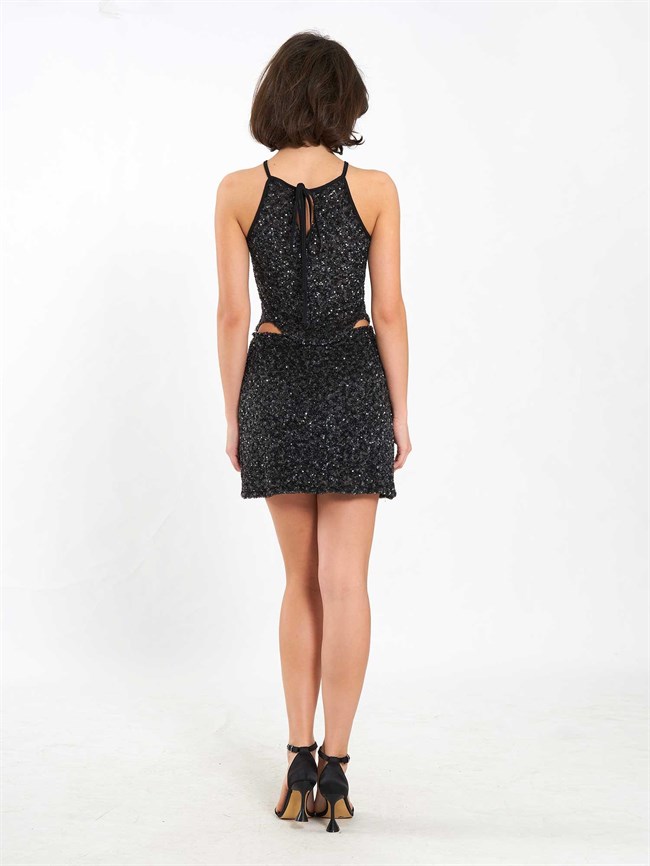 Mini Çan Payet Etek 041184 Siyah