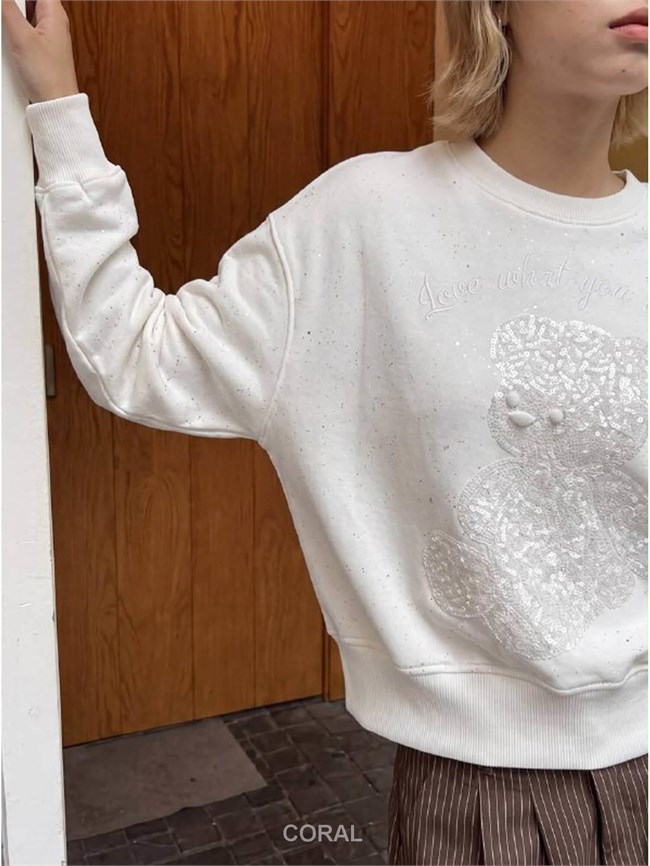 Mini Simli SweatShirt 5917 Beyaz