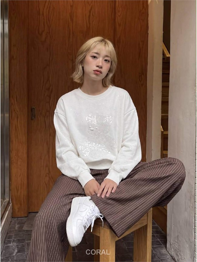 Mini Simli SweatShirt 5917 Beyaz